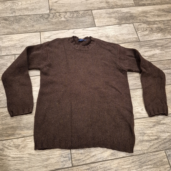 J. Crew Other - Vintage 90s J.Crew Blue Label 100% Wool Chunky Knit Sweater Brown Mens Small